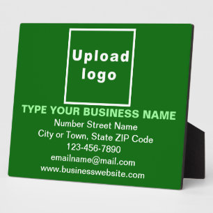 Business Information on Green Rectangle Plaque