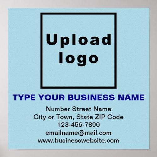 Business Information on Light Blue Square Poster