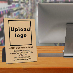 Business Information on Light Brown Plaque