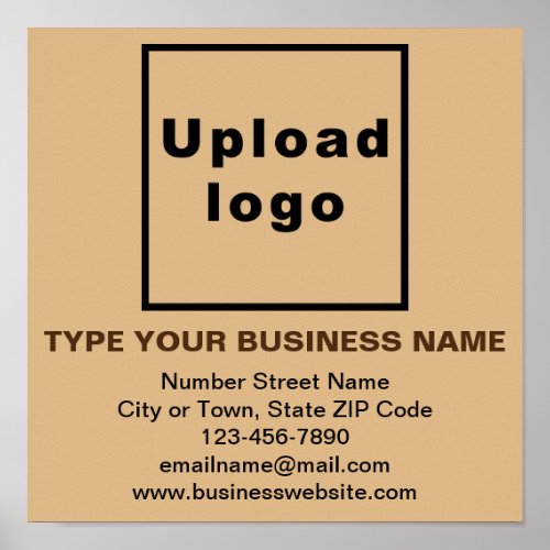 Business Information on Light Brown Square Poster