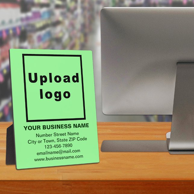 Business Information on Light Green Plaque (Advertise your business. Build brand name awareness. Your business brand on light green plaque.)