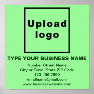 Business Information on Light Green Square Poster