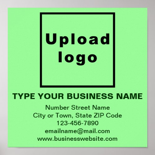 Business Information on Light Green Square Poster
