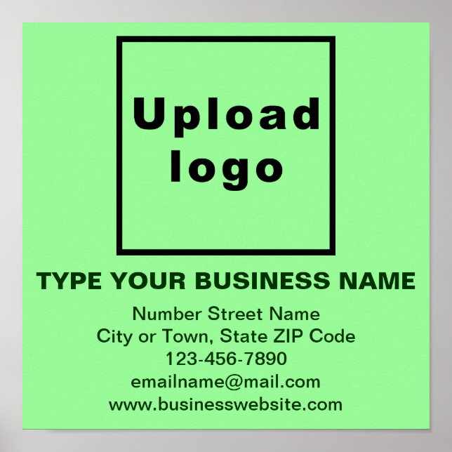 Business Information on Light Green Square Poster (Front)