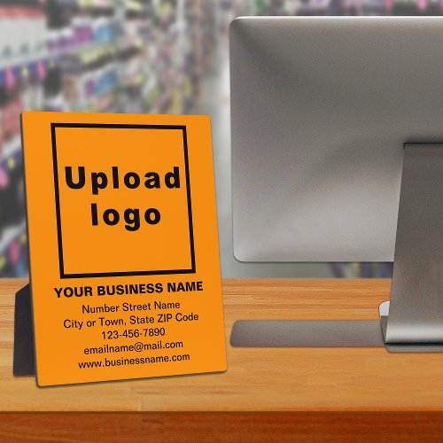 Business Information on Orange Color Plaque