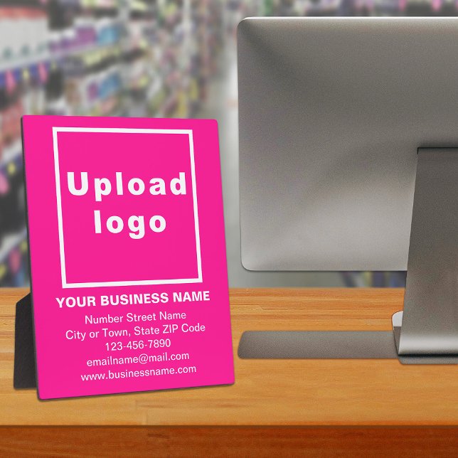 Business Information on Pink Plaque (Advertise your business. Build brand name awareness. Your business brand on pink plaque.)