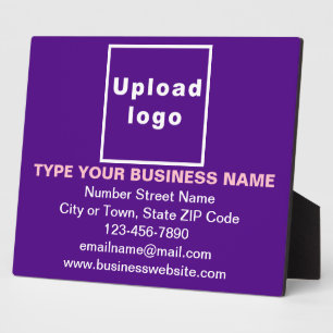 Business Information on Purple Rectangle Plaque
