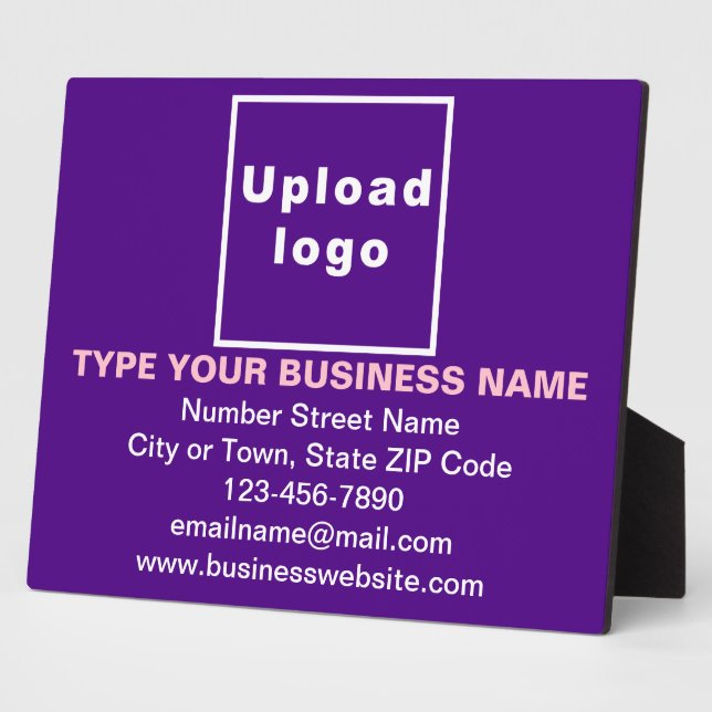 Business Information on Purple Rectangle Plaque (Side)