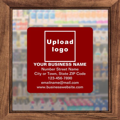Business Information on Red Large Square Vinyl Sticker
