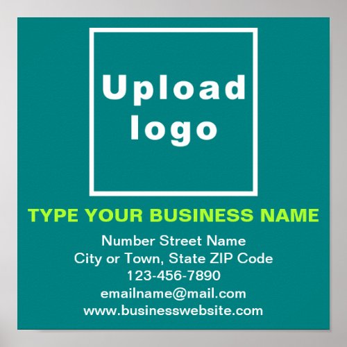 Business Information on Teal Square Poster
