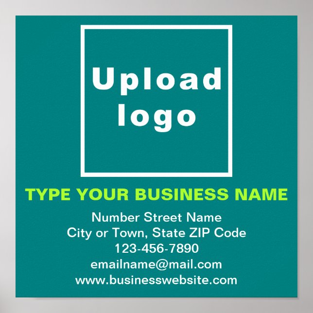 Business Information on Teal Square Poster (Front)