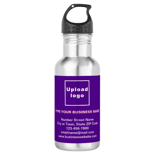 Business Information Purple Label Stainless Steel Water Bottle (Front)