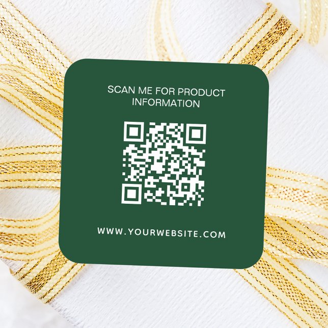Business information qr code emerald green white square sticker (Creator Uploaded)