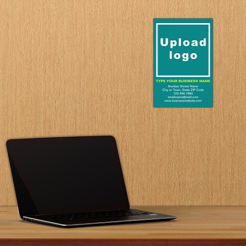 Business Information Teal Background Photo Print