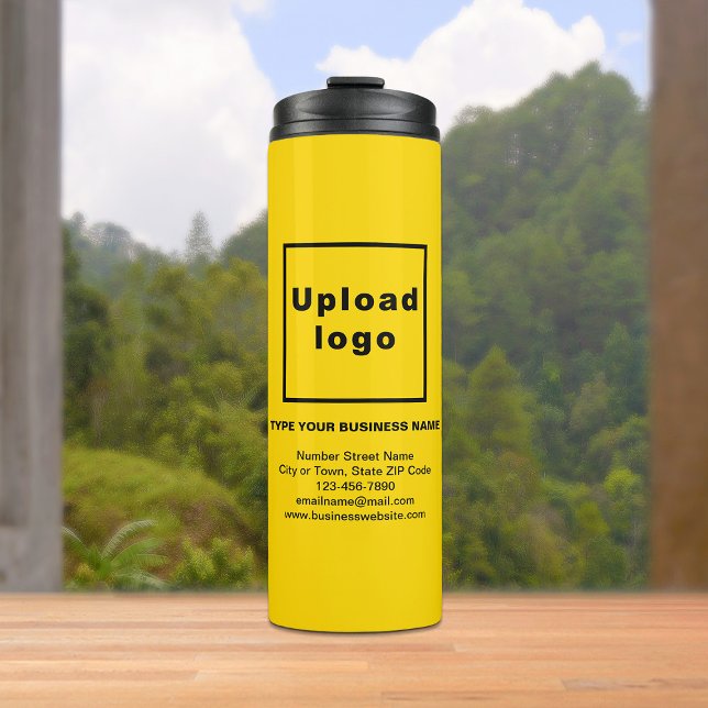 Business Information Yellow Thermal Tumbler (Build brand name awareness. Your business brand on yellow thermal tumbler.)