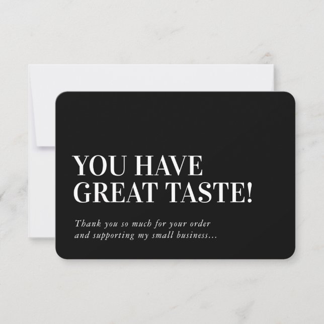 BUSINESS INSERT modern thank you black white Card (Front)