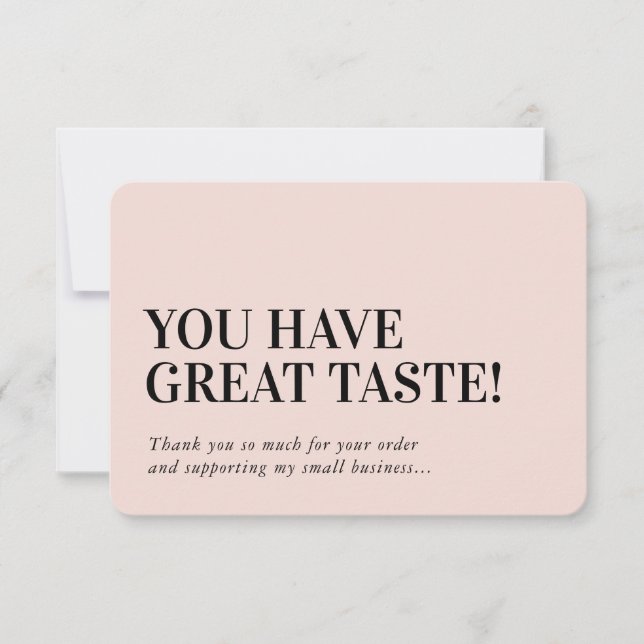 BUSINESS INSERT modern thank you blush pink Card (Front)