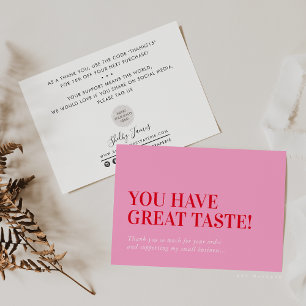 BUSINESS INSERT modern thank you cute red pink Card