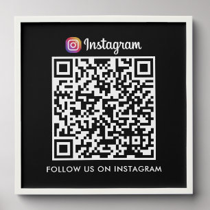Business Instagram QR Code Promotional Black Wall Peel And Stick Photo Tile