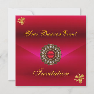 Business Invitation All Occasions Red with Jewel