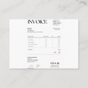Business invoice calling card