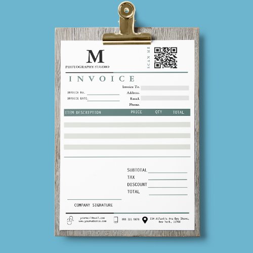 Business Invoice Sales Receipt Monogram Qr Code