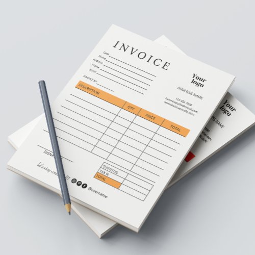 Business Invoice Sales Receipt Social Media Icons Notepad