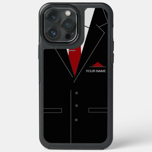 Business iPhone Case Black Suit _ Custom Name Text