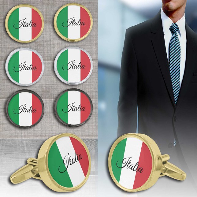 Business Italy & Italian Flag fashion / sports fan Cufflinks (Creator Uploaded)