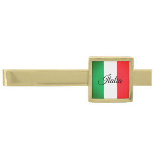 Business Italy & Italian Flag fashion / sports fan Gold Finish Tie Bar