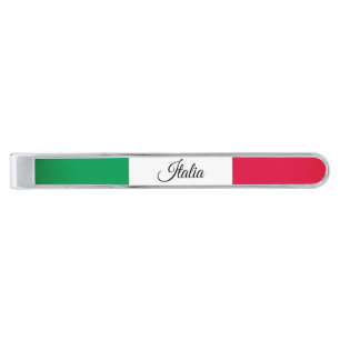 Business Italy & Italian Flag fashion / sports fan Silver Finish Tie Bar