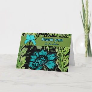 Business Job Well Done Retro Floral Letterpress Thank You Card