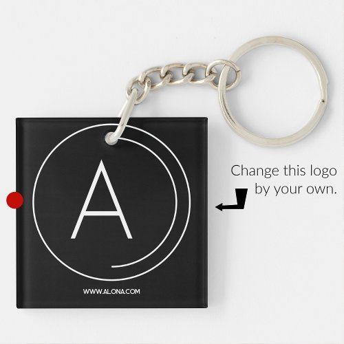 Business keychains minimalist black white logo