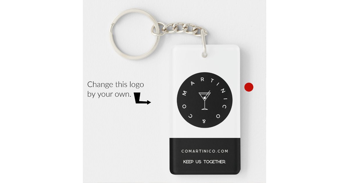Business keychains minimalist clean Black white | Zazzle