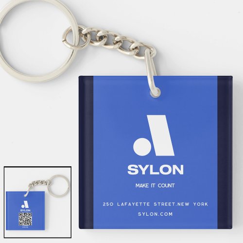 Business keychains minimalist clean simple blue