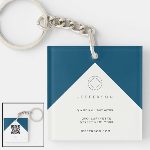 Business keychains minimalist elegant blue white