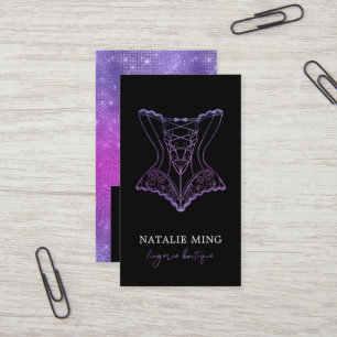 Business Lace Lingerie Boutique Logo Purple Business Card