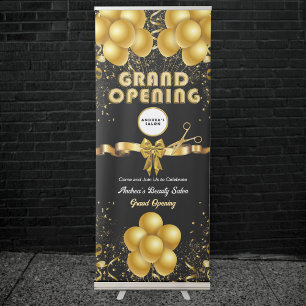 Business Launch Grand Opening Modern Black Pink Retractable Banner