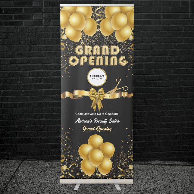 Business Launch Grand Opening Modern Black Pink  Retractable Banner (Creator Uploaded)