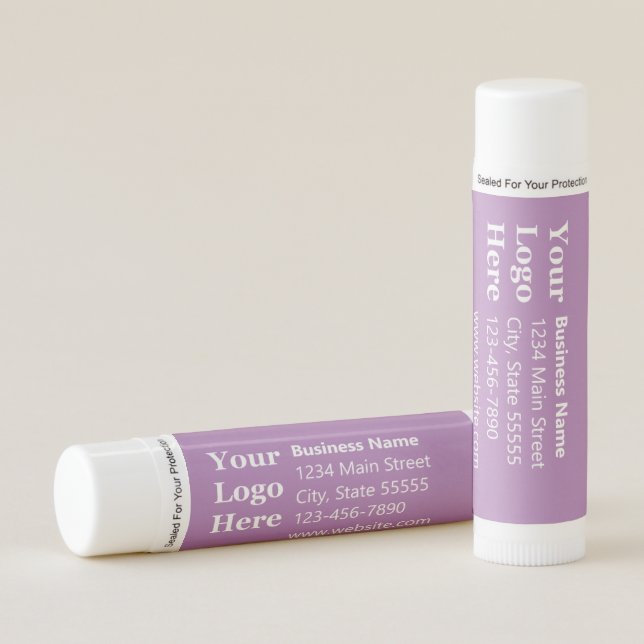 Business Lavender & White Name Address Phone Logo Lip Balm (Front)