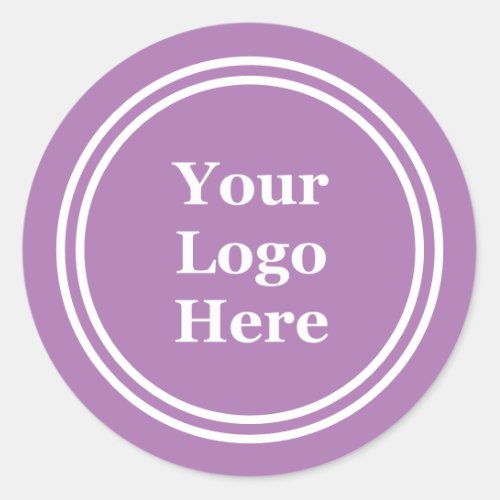 Business Lavender  White Template Your Logo Here Classic Round Sticker