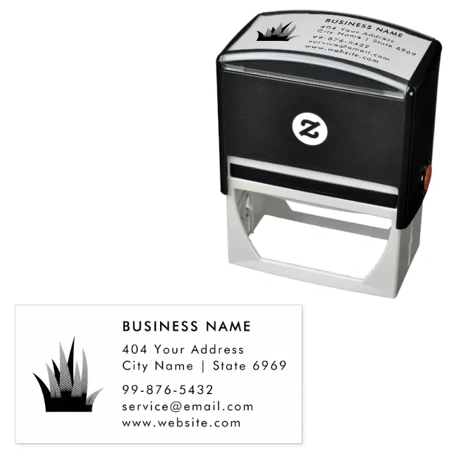 Modern Ink Stamp Design Business Lawn Logo | Simple Minimalist Modern Self-inking Stamp | Zazzle