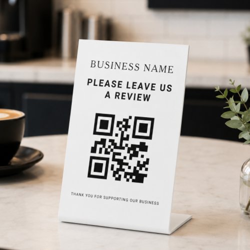 Business Leave Review QR Code Pedestal Sign