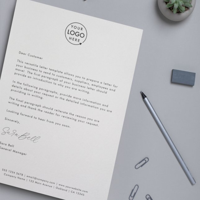 Business Letter | Modern Minimalist Signature Logo Letterhead
