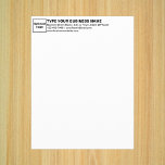 Business Letterhead on White Paper Sheet<br><div class="desc">Paper sheet with customizable heading. Paper sheet as letterhead. Customize the heading by uploading your business logo, typing your business or company name, address, phone number, e-mail and website or social media page. Paper sheet with your business name on heading to advertise your business or promote your brand name to...</div>