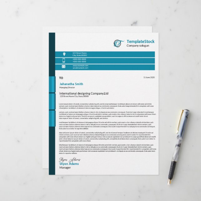 Business Letterhead Template (Front/Back In Situ)