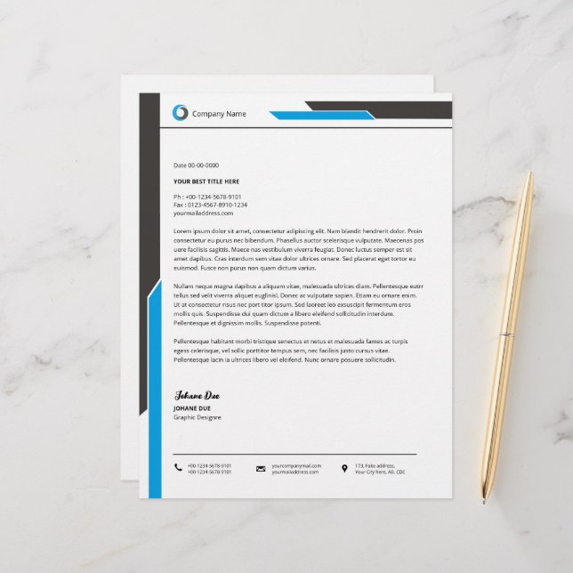 Business Letterhead Template - Customizable Design (Front/Back In Situ)