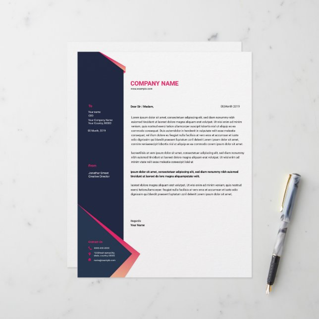 Business Letterhead Template - Customizable Design (Front/Back In Situ)