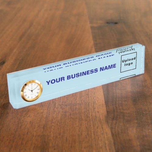 Business Light Blue Acrylic With Clock Desk Name Plate