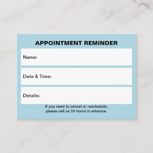 Business Light Blue Appointment Card